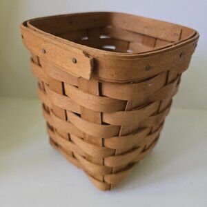 Longaberger Handwoven Square Spoon Holder Basket 1991 OH USA Signed PPP